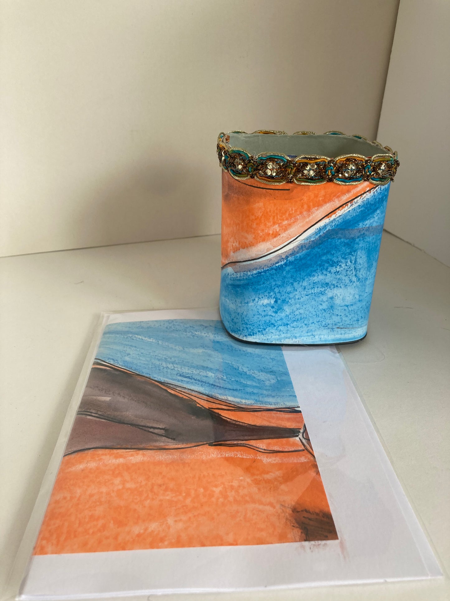 Handmade notebook with a gold palm tree for the person who likes glamour.