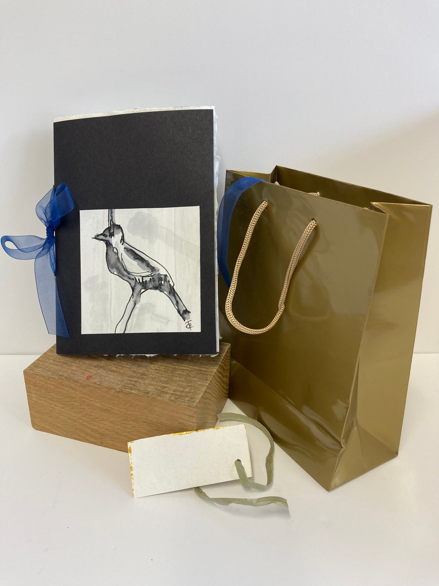 Handmade Notebook featuring bird painting with giftbag